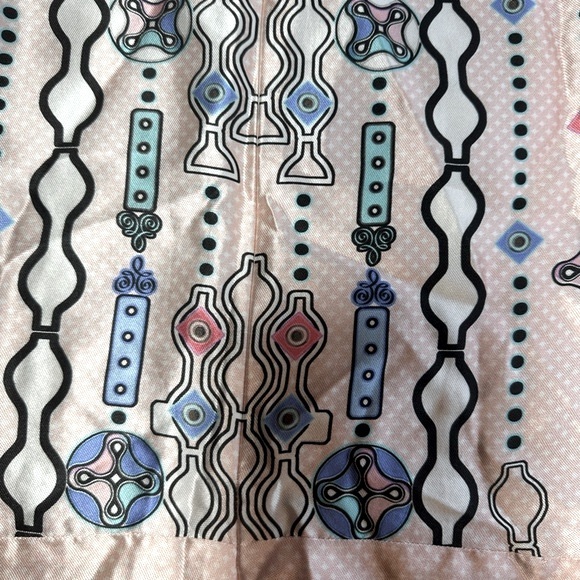 Peter Pilotto Pink Kia Blush Artsy Abstract 100% Silk Short Sleeve Shirt Size 6 - Picture 9 of 13